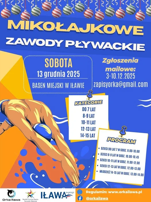 Zapraszamy na Mikołajkowe Zawody Pływackie
